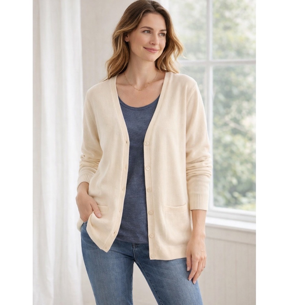 Garnet Hill NWT Cashmere Silk Lined Cardigan Sweater Back Split- Size S